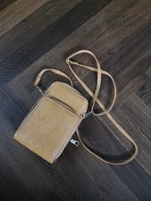 Damen Handy Umhänge Tasche gelbbraun, Wie Neu, Ca 12 x 20 cm