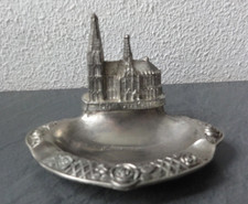 Schöner kleiner Aschenbecher Ascher mit Dom von Köln, Metall silberfarbig, alt