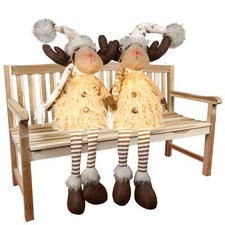 2x sitzender Elch mit LED 27cm