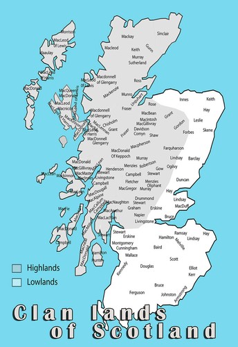 Clanländer schottland karte - schottland,