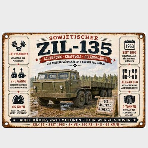 Blechschild zil 135 sowjetisch - blechschild,