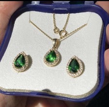 Gold Set 585 14k mit grünem