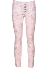 Florale Skinny-Hose Gr. 36 Zartrosa Geblümt Damenhose Freizeit-Pants Neu