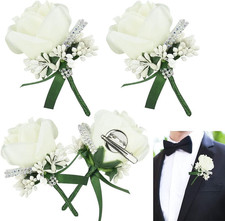 Weiße Boutonniere Rosen Set