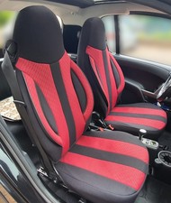Schonbezüge Sitzbezüge für Smart fortwo 451 Bj 2007-14 in Schwarz/Weinrot SMD505