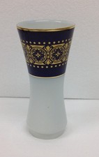 kleine Vase Plankenhammer Floss Porzellan echt Kobalt blau Gold Dekor Handarbeit