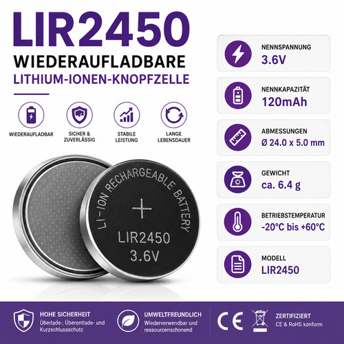 Lir 2450 akku - akku, 120mah