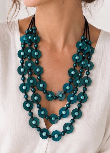 Statement kette damen - kette, holz