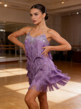 Lavendel Lila Strass Fransen