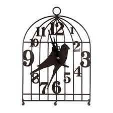 Wanduhr Metall Schwarz Vogel Käfig Vintage-Stil Dekorative Uhr Wanddeko
