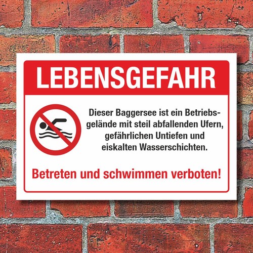 Schild lebensgefahr baggersee - schild,