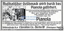 Klavier Pianola Berlin Reklame von 1909 Piano Flügel Choralion Werbung Hausmusik