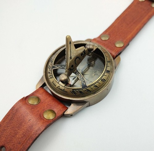 Leder messing sonnenuhr - leder,