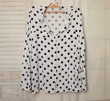 Weiße Blaue Punkte Reseved Viskose Hemd Bluse Weiß Blau XL 42 44