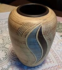 Tonvase, 25 cm groß braun-beige-blau