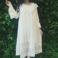 Damen Mädchen Lolita Viktorianisch Retro Nachthemd Rüschen Spitze Nachtwäsche