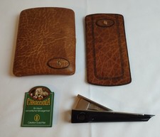 GOLDPFEIL LEDER ZIGARREN ETUI CARACCIOLA COGNACFARBEN BRILLEN ETUI CUTTER
