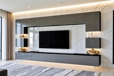 Wohnwand RIVA Grau Hochglanz