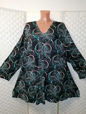 Naveed Tunika Shirt ca 54 56 (4)  NEU A-Linie Lagenlook Jersey schwarz petrol