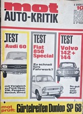 mot AUTO-KRITIK● Autozeitschrift Nr. 10/Mai 1968 ● Test Audi 60 ●Heft gelocht ●