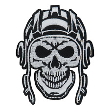 Biker Patch Aufnäher Bügelpatch Schädel mit Helm Motorrad Rocker Iron On Patch