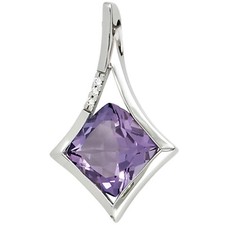 Diamantanhänger 585 Weißgold 14 Karat  lilafarbiger Amethyst Brillanten