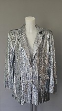 NA-KD Pailletten Blazer Silber Gr. 40 edel Glitzer Glanz JACKE *TOP*