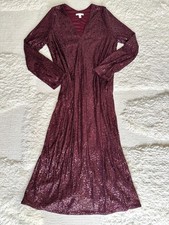 Pailletten Kleid/ lockeres Kleid/ Dress/ Midi Kleid weinrot S