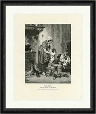 Große Wäsche Karl Arnold Hunde Tiere Waschtrog Küche Ofen Herd  Faksimile_A 0866