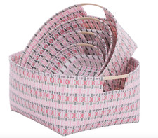 Overbeck and Friends  5 er Set ovale Griff Körbe rosa & grau Herzen Valentin NEU