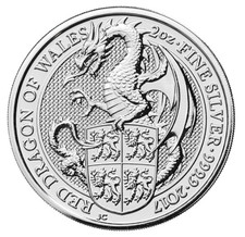 2 oz Silber - Queen's Beasts Serie N° 3 - 2017 Red Dragon of Wales