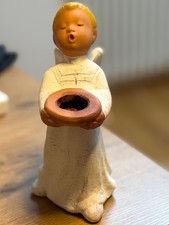 😇 Schöner Original Jullar Singer Engel, 23 cm mit Kerzenhalter – rar neuwertig