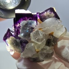 Klare Phantom Fluorit Würfel, Quarz Stufe, zonal Okorusu, Namibia 37*32*31mm