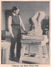 Georg Kolbe im Atelier - 1908 - Maler Bildhauer Künstler ~9x12cm