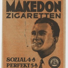 Makedon Zigaretten Tabaktüte Zigarettenfabrik Mainz Reklame historisch Original