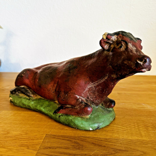 Große alte krippenfigur - große, ochse