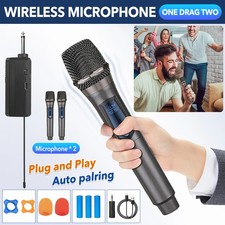2x kabellos Mikrofon Handmikrofon dynamisches Mikrofonsystem Karaoke-Empfänger