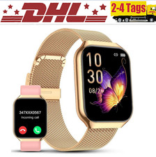 Damen Smartwatch,Voller Touchscreen,Bluetooth Anruf,Wasserdicht Smartuhr Frauen