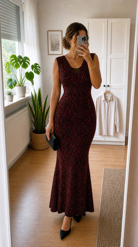Maxi abendkleid schwarz rot - maxi-abendkleid, schwarz/rot