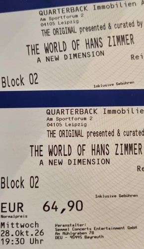 Tickets hans zimmer - hans, leipzig