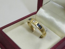 0,09 ct Diamant Saphir Ring 750 Gelbgold 18K Gold Verlobung RG 56 -17,8 mm 5092a