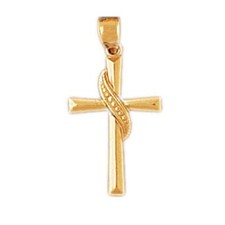 14K Gelbgold Kreuz Anhänger /
