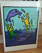 Poster Keith Haring mit Rahmen ca 61 b x 83 h Motiv: Delfin Popart