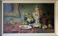 Ölbild Impressionist Stillleben mit Prunkvase Shabby Chic Barock 90 x 125 cm