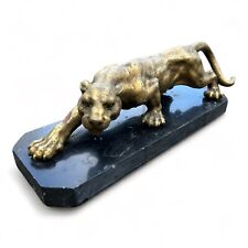 Bronze Figur Bronzeskulptur Tiger Puma Jaguar Panther auf Marmorsockel sign Milo