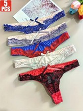 5er-Set Damen String Slips Spitze Schleife Sexy Tanga Sexy Unterwäsche Farbmix