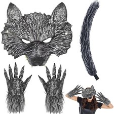 Wolf Maske Kostüm Set,4