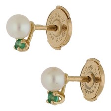 Zuchtperle Smaragd Ohrstecker 750/ 18 K Gold Schmuck Geschenk Ohrringe O03.4613