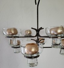Kult, DANISH IRON Kerzenhalter Schmiedeeisen Leuchter Gestell hängend 8 armig