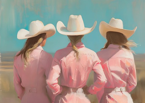 Cowgirl trio wandkunst - trio,